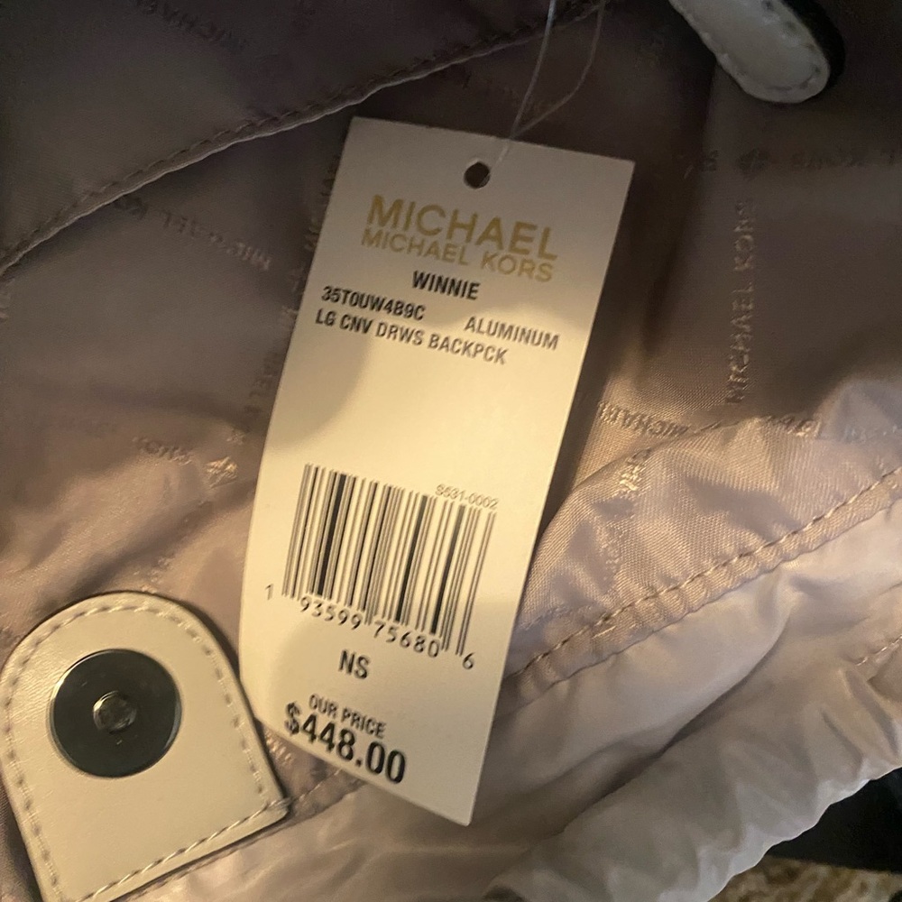 New with tags Michael Kors Winnie Metallic Quilted Backpack - Picture 6 of 13